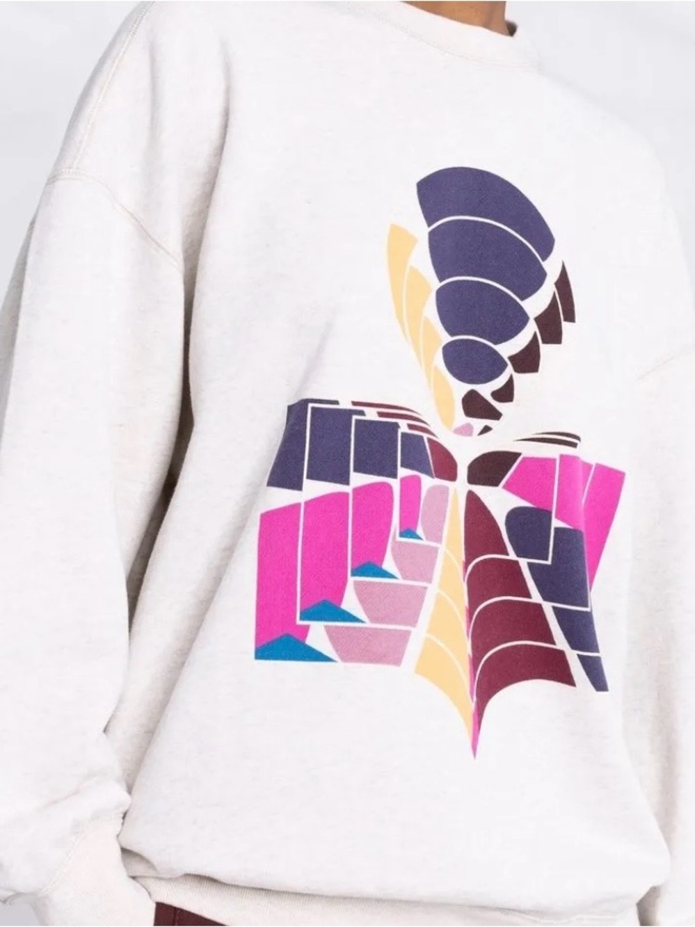 Isabel Marant Cream Sweatshirt with Multicolor Graphic Print